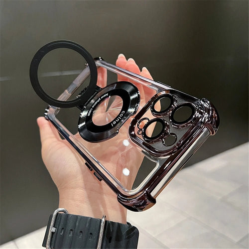 Luxury shockproof magnetic MagSafe case for iPhone 17 Pro Max by MANDOTOS INTERNATIONAL, showcasing a sleek protective design with magnetic closure.