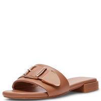 Mandotos International Madden Girl Avaa chic flat sandal in size 10, featuring stylish design and comfortable slip-on style.