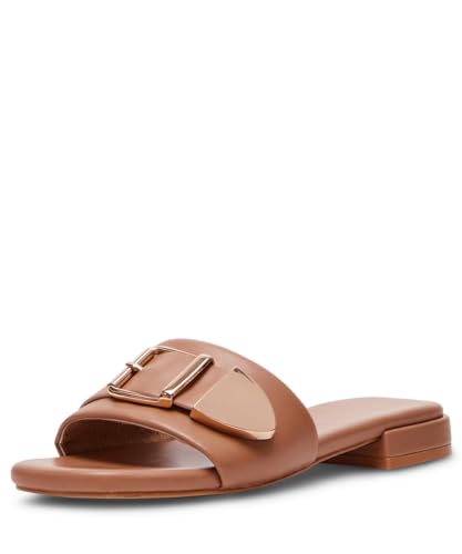 Mandotos International Madden Girl Avaa chic flat sandal in size 10, featuring stylish design and comfortable slip-on style.