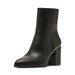 Madden Girl Tatee block heel bootie in black leather with side zipper and stylish silhouette, by MANDOTOS INTERNATIONAL.