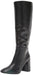 Black Madden Girl William knee-high boots with chunky heel and pointed toe, designed for stylish fall and winter wear.