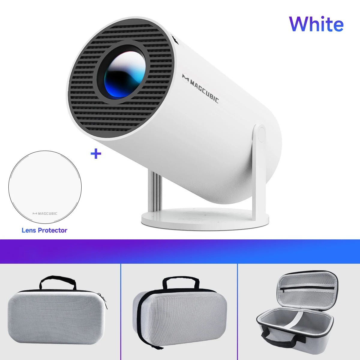 Mandotos International Magcubic Pro 4K Android 11 projector with dual WiFi 6 and Bluetooth 5.0, suitable for home cinema and outdoor use.