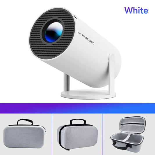 Mandotos International Magcubic Pro 4K Android 11 projector with dual WiFi 6 and Bluetooth 5.0 for home and outdoor cinema.
