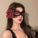 Elegant black lace half-face masquerade mask with intricate Gothic design, perfect for fancy dress, Halloween, and themed events.
