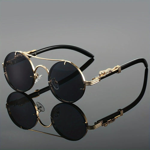 Men's black metal framed sunglasses with TAC lenses for day and night driving, stylish daily leisure eyewear by MANDOTOS INTERNATIONAL.