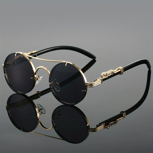 Men's black metal framed sunglasses with TAC lenses for day and night driving, stylish daily leisure eyewear by MANDOTOS INTERNATIONAL.