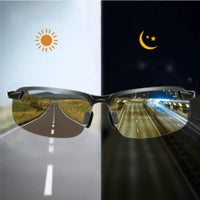 Men's black metal framed sunglasses with TAC lenses, suitable for day and night driving, stylish daily leisure wear by MANDOTOS INTERNATIONAL.