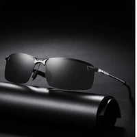Men's black metal framed fashion sunglasses with TAC lenses, suitable for day and night driving, stylish for daily leisure.