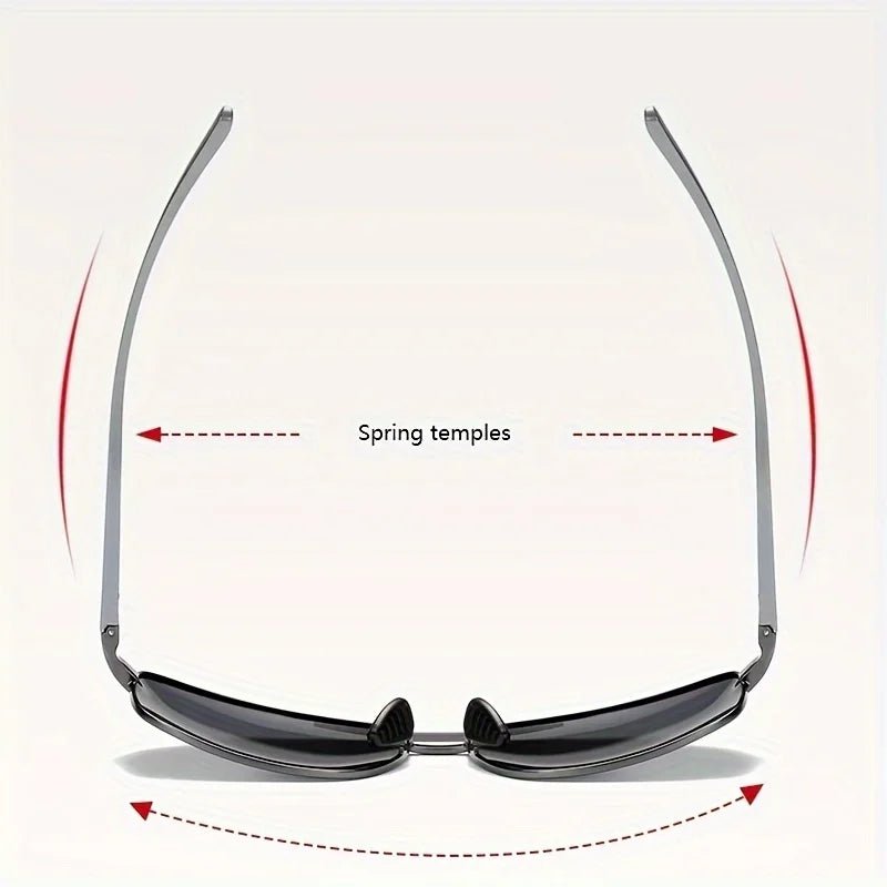Men's black metal framed sunglasses with TAC lenses, suitable for day and night driving, stylish for daily leisure wear.