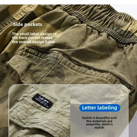 Men's camouflage street outdoor stretch tooling shorts by Mandotos International, featuring a casual design and elastic waistband.