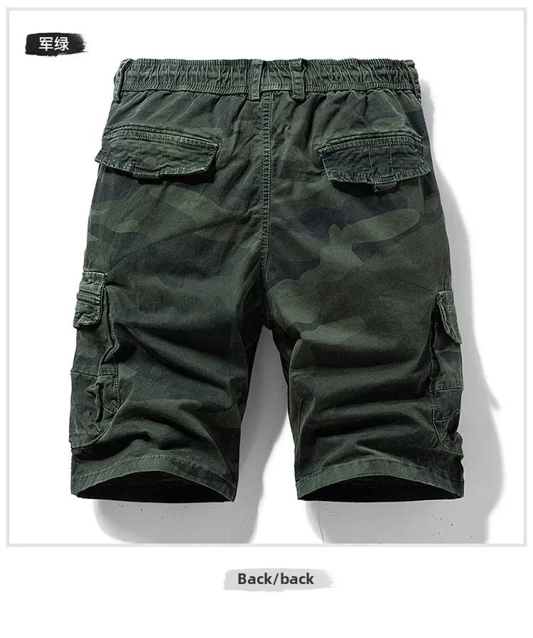Men's camo street outdoor stretch tooling shorts by Mandotos International, featuring a comfortable fit and rugged camouflage design.