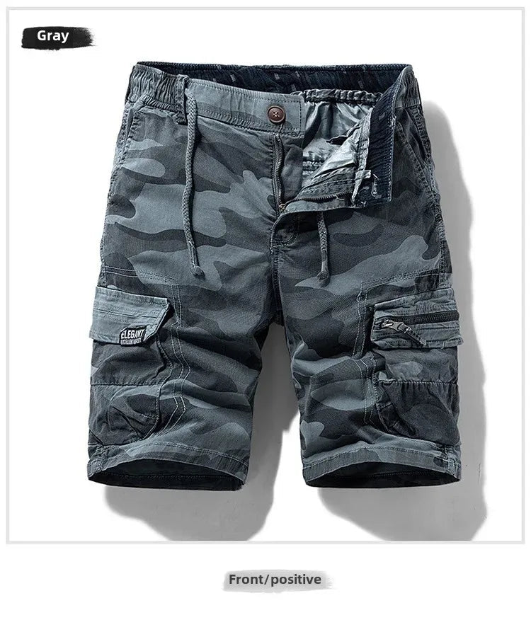Men's camo street outdoor stretch tooling shorts by Mandotos International, featuring a casual design and durable fabric.