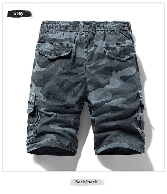 Men's camo street outdoor stretch tooling shorts by Mandotos International, featuring a comfortable fit and rugged design.