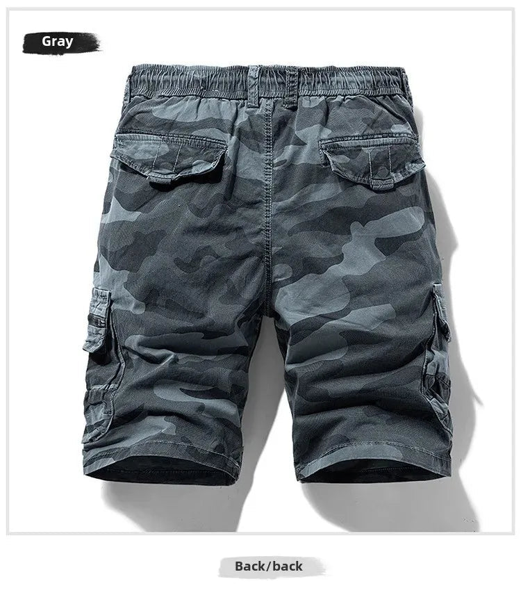 Men's camo street outdoor stretch tooling shorts by Mandotos International, featuring a comfortable fit and rugged design.
