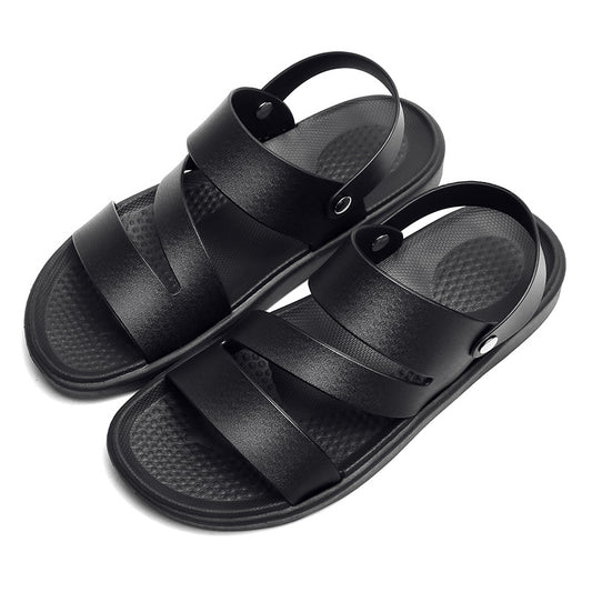 Men's Coastal Walk Sandals by MANDOTOS INTERNATIONAL featuring leather straps and textured soles for casual outdoor wear.