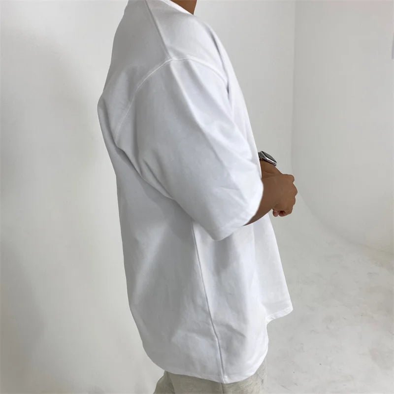 Men's cotton fitness T-shirt by Mandotos International, short sleeve summer gym tee, casual athletic wear for men.