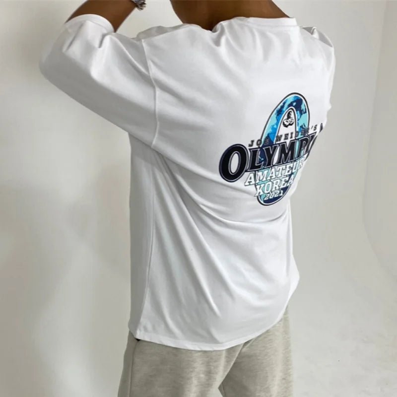 Men's cotton fitness tee by Mandotos International, short sleeve summer gym T-shirt, casual athletic top for active wear.