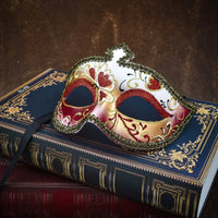 Men's glitter half face mask for masquerade balls and Halloween, featuring shimmering design by MANDOTOS INTERNATIONAL.