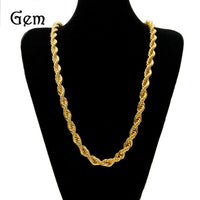 Men's gold-plated hip-hop necklace with a 1cm twist rope chain, high fashion men's jewelry by MANDOTOS INTERNATIONAL.