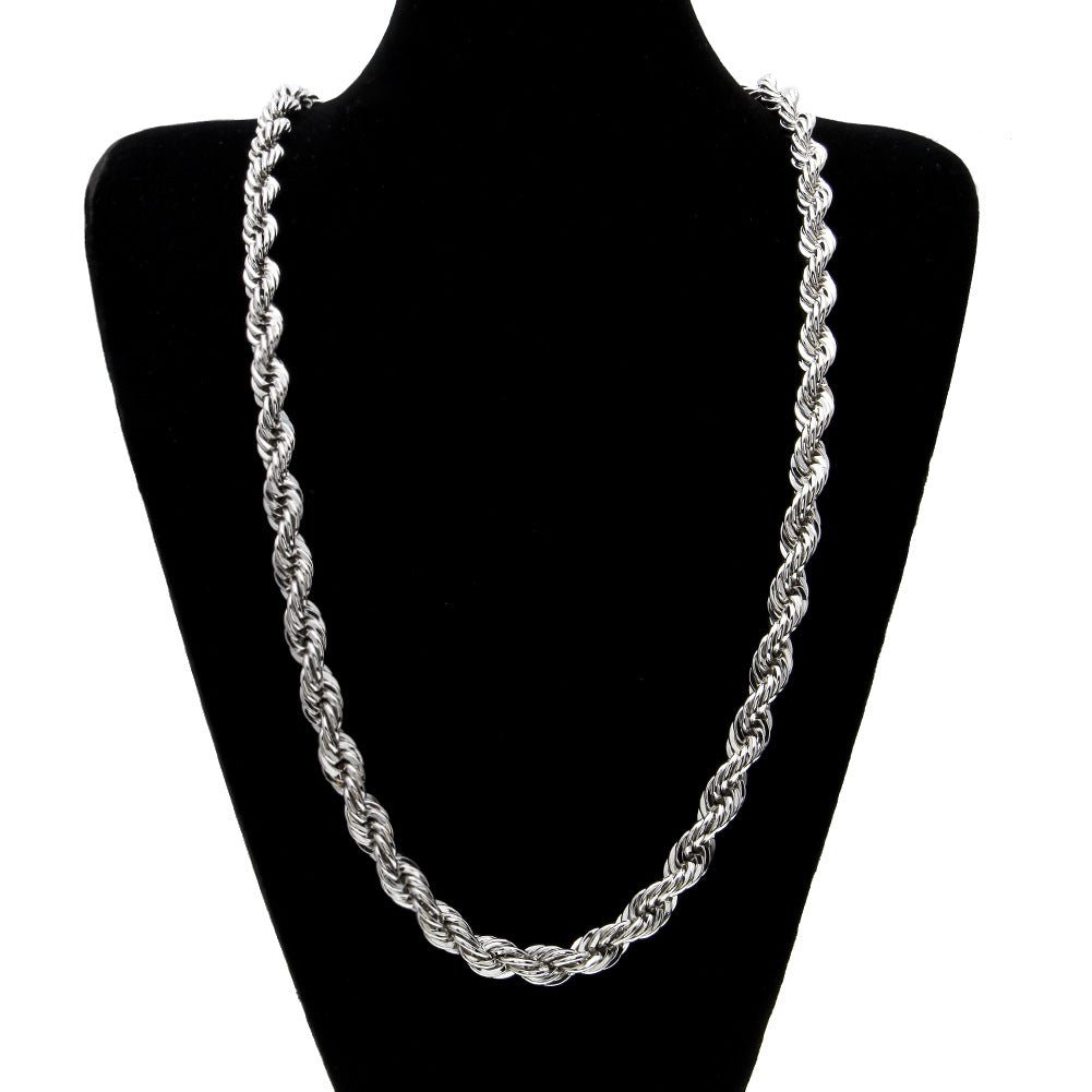 Men's gold-plated hip-hop necklace with a 1cm twist rope chain, high fashion men's jewelry by MANDOTOS INTERNATIONAL