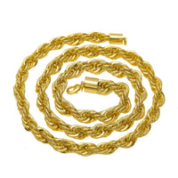 Men's gold-plated hip-hop necklace with a 1cm twist rope chain, high fashion style, by MANDOTOS INTERNATIONAL.