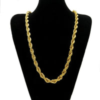 Men's gold-plated hip-hop necklace with a 1cm twist rope chain, stylish high fashion accessory by MANDOTOS INTERNATIONAL.