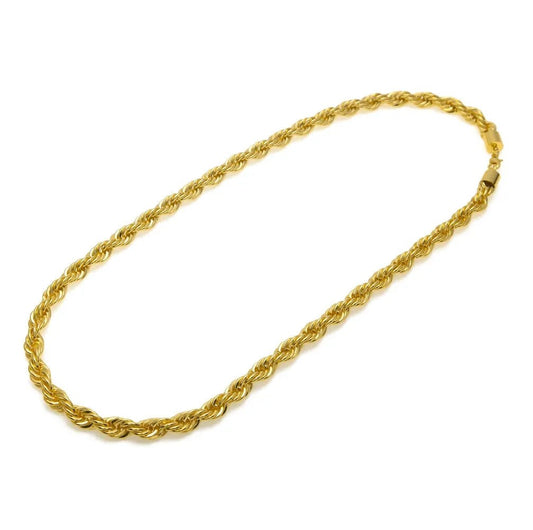 Men's gold-plated hip-hop necklace with a 1cm twist rope chain, high fashion style, by MANDOTOS INTERNATIONAL.