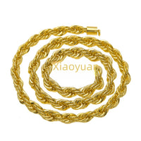 Men's gold-plated hip-hop necklace with a 1cm twist rope chain, stylish high-fashion men's jewelry by MANDOTOS INTERNATIONAL.