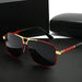 Men's large black to red gradient TAC lens sunglasses with full-rim iron frame, polished finish and easy-clean surface.