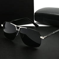 Men's large black to red gradient sunglasses with full-rim iron frame, TAC lenses, polished finish, and easy-clean surface.