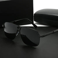 Men's large black to red gradient TAC lens sunglasses with full-rim iron frame, polished finish and easy-clean lens surface.