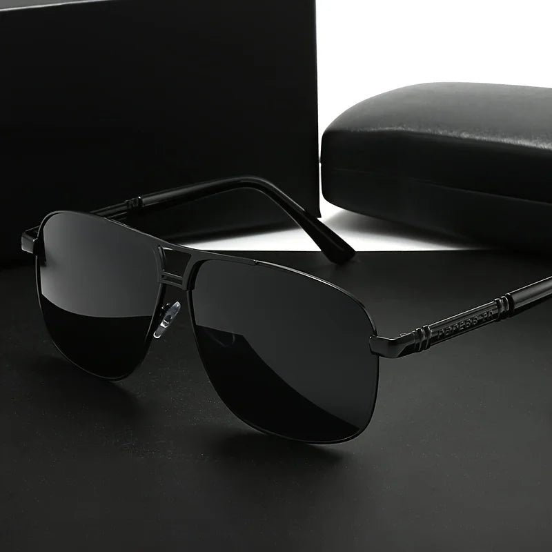 Men's large black-to-red gradient TAC lens sunglasses with full-rim iron frame, polished finish and easy-clean lens surface.
