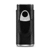 Men's portable cigar case by MANDOTOS INTERNATIONAL holding 3 cigars in PU leather with built-in cutter, ideal for travel.