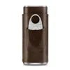 Men's portable cigar case by MANDOTOS INTERNATIONAL holding three cigars with PU leather exterior and built-in cutter, travel-friendly design.