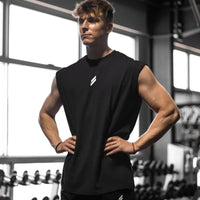 Mandotos International men's quick-drying sleeveless fitness shirt, summer mesh basketball tank top, lightweight athletic top for men.