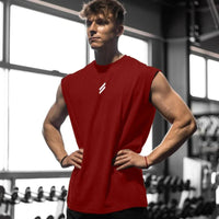 Men's quick-drying sleeveless fitness shirt by MANDOTOS INTERNATIONAL, featuring breathable mesh fabric for summer basketball or workout.
