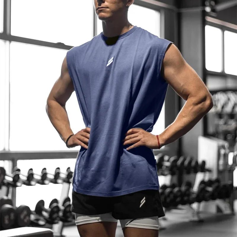 Men's quick-drying sleeveless fitness shirt by Mandotos International, summer mesh basketball tank top designed for active wear.