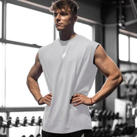 Men's quick-drying sleeveless fitness shirt, summer mesh basketball tank top by Mandotos International, designed for active wear.