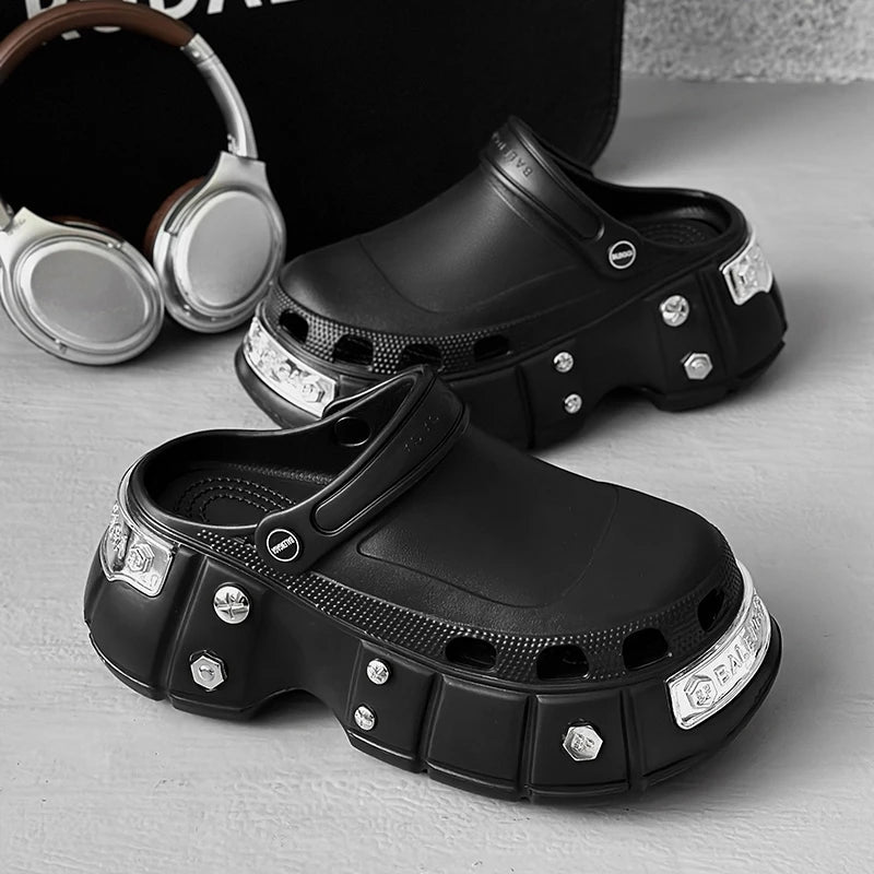 Men's rivet design beach sandals by MANDOTOS INTERNATIONAL, size 36-45, featuring durable straps and casual summer style.
