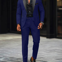 Men's slim-fit business casual suit jacket and trousers by MANDOTOS INTERNATIONAL, tailored for a modern, polished look.