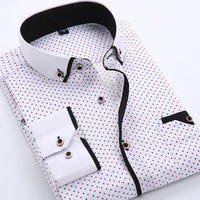 Men's slim-fit business printed long-sleeve shirt by MANDOTOS INTERNATIONAL, featuring a stylish design and tailored fit.