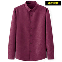 Men's slim-fit business printed long-sleeve shirt by Mandotos International, featuring a modern design and tailored fit.