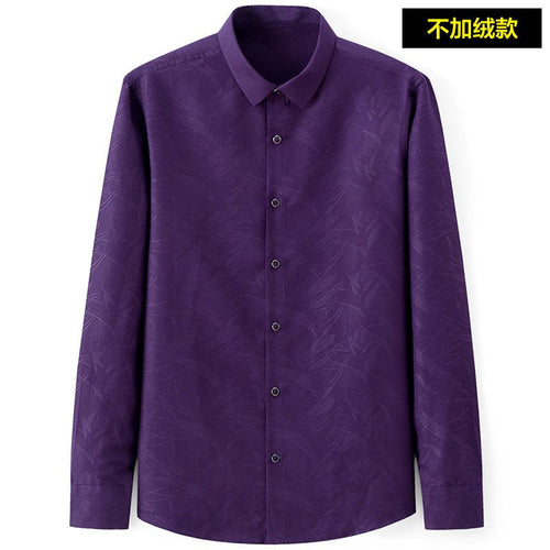 Men's slim-fit business printed long-sleeve shirt by MANDOTOS INTERNATIONAL, featuring a stylish professional design and tailored fit.