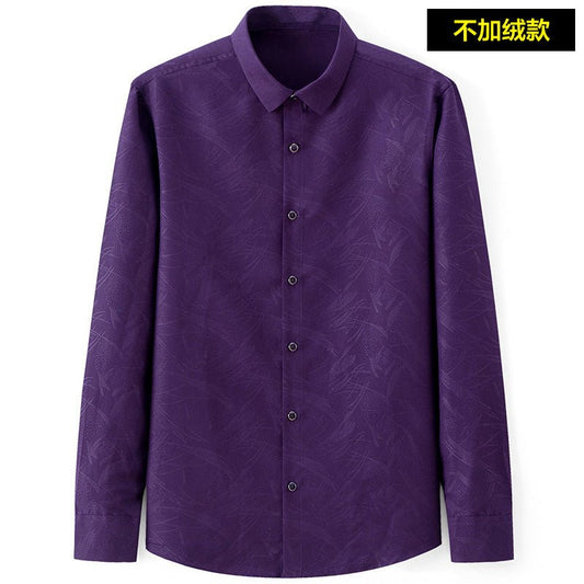 Men's slim-fit business printed long-sleeve shirt by MANDOTOS INTERNATIONAL, featuring a stylish professional design and tailored fit.