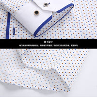 Men's slim-fit business printed long-sleeve shirt by MANDOTOS INTERNATIONAL, featuring a modern design and tailored fit.
