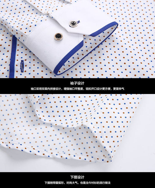 Men's slim-fit business printed long-sleeve shirt by MANDOTOS INTERNATIONAL, featuring a modern design and tailored fit.