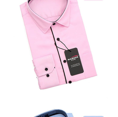 Men's slim-fit business printed long-sleeve shirt by MANDOTOS INTERNATIONAL, featuring a stylish pattern and tailored fit.
