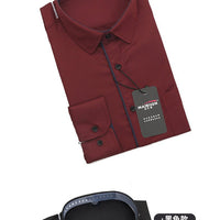 Men's slim-fit business printed long-sleeve shirt by MANDOTOS INTERNATIONAL, featuring a stylish professional design and button-up front.