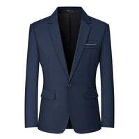 Men's slim fit travel blazer by MANDOTOS INTERNATIONAL, lightweight suit jacket with tailored fit and sleek design.