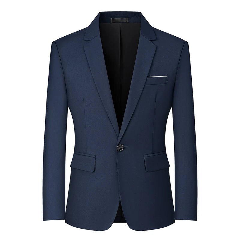 Men's slim fit travel blazer by MANDOTOS INTERNATIONAL, lightweight suit jacket with tailored fit and sleek design.